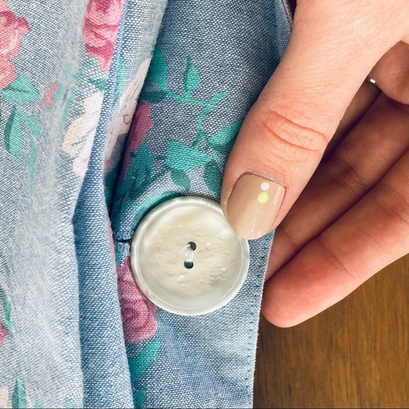 Vintage cotton denim floral print blazer M - Picture 10 of 15